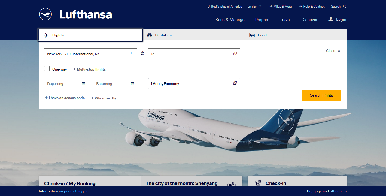 Lufthansa Review : Flight search